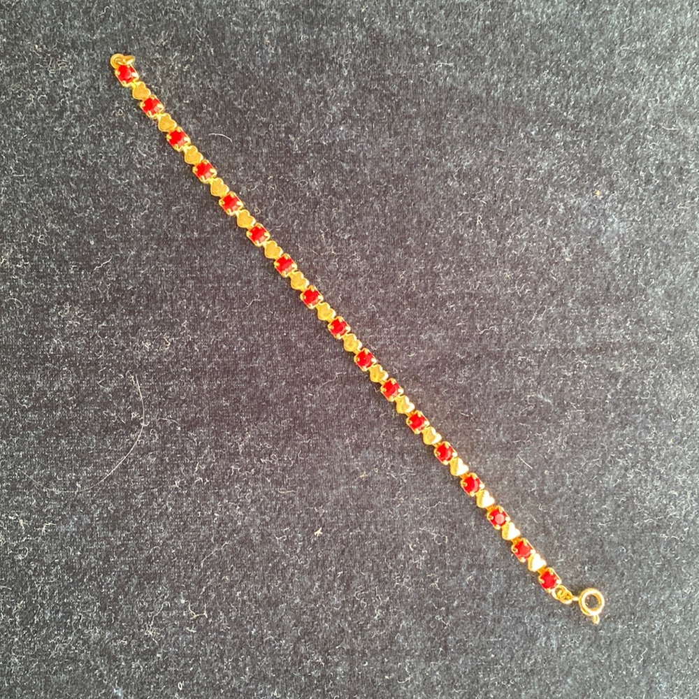 Heart and Ruby-like Tennis Bracelet